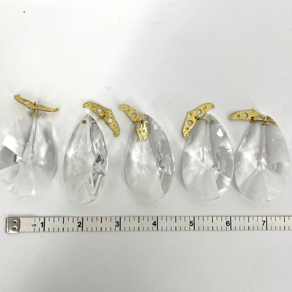 Vintage Authentic Czech Crystal Teardrop Prism + Octagon Chandelier Replacement - Picture 3 of 5